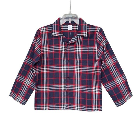 Gap Kids Set of 2 Pajama Kids Size 10 Flame Resistant Navy Blue Red White Plaid - Picture 2 of 8